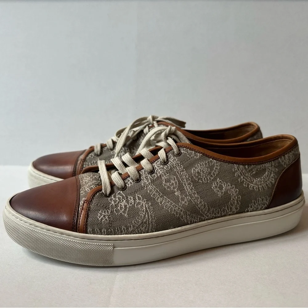 TAFT Jack Neutral Paisley Jacquard Design Sneakers With Leather Size 44 (11) EUC - Picture 3 of 12